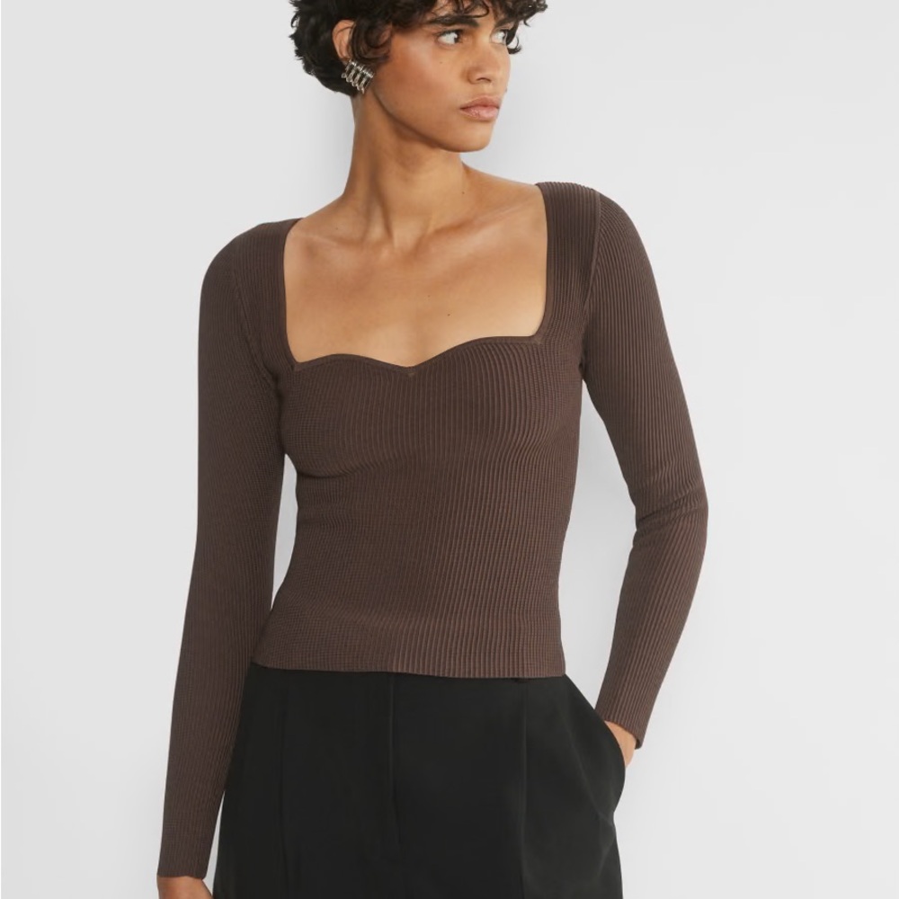 Aritzia Babaton Sculpt Knit Sweetheart Longsleeve -XS